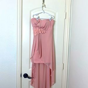 Juniors strapless hi low dress.